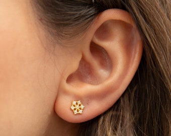 Snowflake Earrings • 14K Gold Plated • 925 Silver • Snowflake Jewelry • Stud Earrings • Frosty Earrings • Gift for Her
