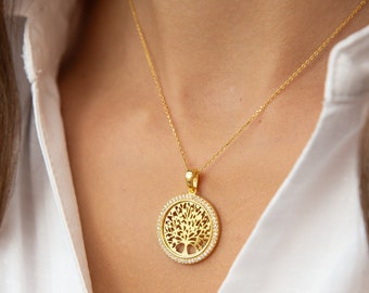 Levensboom ketting • Stamboom ketting • Boom ketting • Eeuwige boom ketting • 14K verguld • 925 zilver • Cadeau voor haar