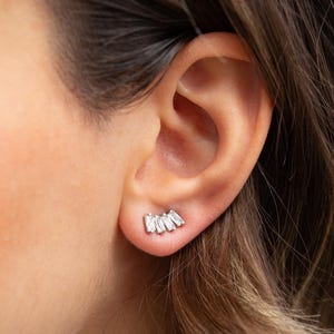 Sterling Silver Baguette Stud Earrings: Minimalist Geometric Jewelry