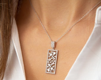Rectangular Necklace • Rectangular Pendant • 925 Silver • Geometric Pendants • Geometric Pendant • Handmade Gifts • Gift for Her