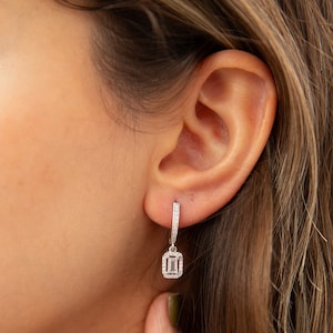 Baguette Dangle Earrings: 925 Sterling Silver Geometric Jewelry