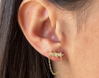 Star Earrings • 14K Gold Plated • Star Jewelry • 925 Silver • Triple Star Earrings • Minimalist Jewelry • Handmade Gifts • Gift for Her