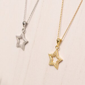 Star Necklace 14K Gold Plated Star Pendant 925 Silver Celestial Jewelry Celestial Necklaces Star Jewelry Gift for Her image 6