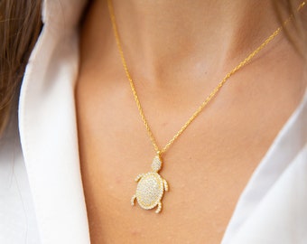 Turtle Necklace • Turtle Pendant • Tortoise Necklace • Tortoise Pendant • Sea Turtle Pendant • 14K Gold Plated • Gift for Her