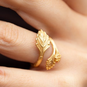 18K Vergoldeter Blattring: Sterlingsilber Zweigschmuck