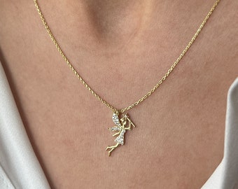 Fairy Necklace • Fairy Pendant • 14K Gold Plated • 925 Silver • Fairy Pendant • Fairy Jewelry • Tinker bell Necklace • Gift for Her