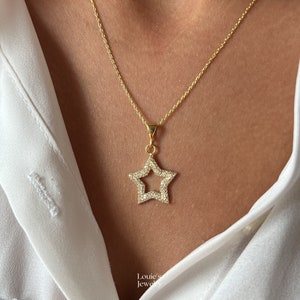 Star Necklace 14K Gold Plated Star Pendant 925 Silver Celestial Jewelry Celestial Necklaces Star Jewelry Gift for Her image 4