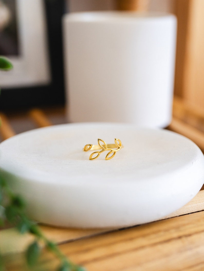 Olive Branch Ring 14K Gold Plated Nature Jewelry Minimalist Rings Daily Ring Nature's Jewelry Branch Ring Gift for Her Gold