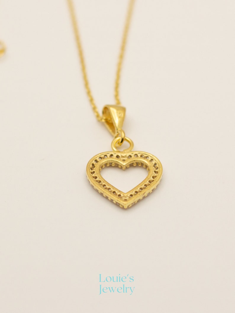 Heart Necklace Heart Pendant Love Pendant 14K Gold Plated 925 Silver Minimalist Jewelry Love Jewelry Gift for Her image 7