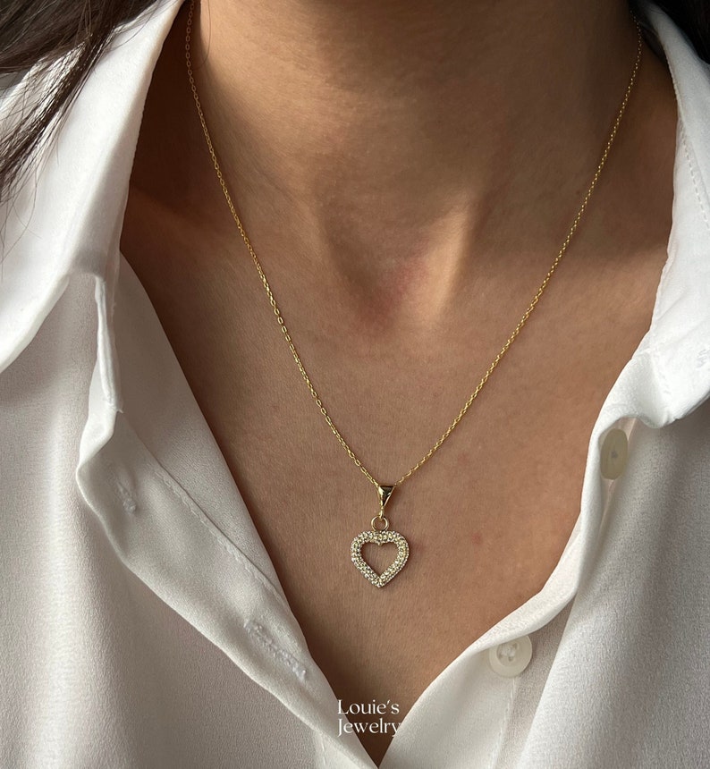 Heart Necklace Heart Pendant Love Pendant 14K Gold Plated 925 Silver Minimalist Jewelry Love Jewelry Gift for Her Gold