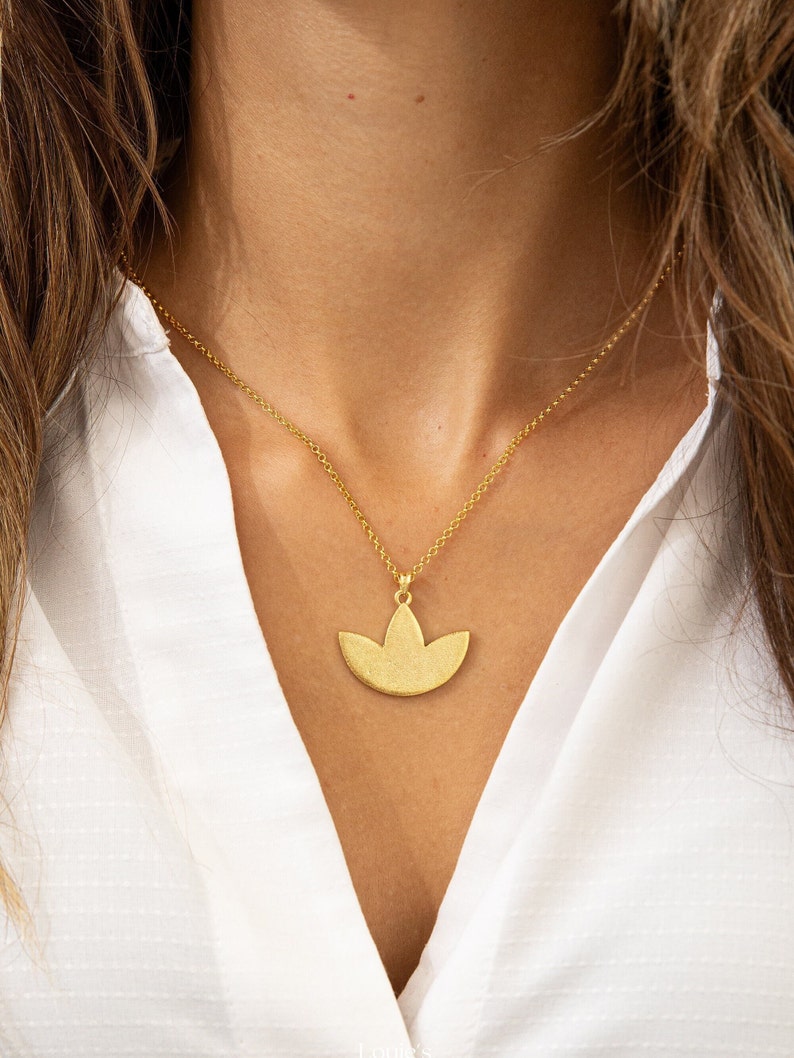 Lotus ketting Lotus hanger Boho Lotus ketting Boho chique ketting Handgemaakte ketting 925 zilver Cadeau voor haar Goud