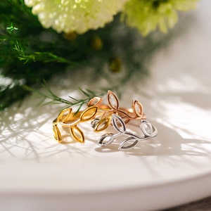 Olive Branch Ring 14K Gold Plated Nature Jewelry Minimalist Rings Daily Ring Nature's Jewelry Branch Ring Gift for Her image 4