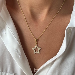 Star Necklace 14K Gold Plated Star Pendant 925 Silver Celestial Jewelry Celestial Necklaces Star Jewelry Gift for Her image 5