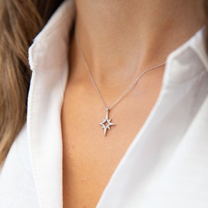North Star Necklace North Star Pendant Celestial Jewelry 14K Gold Plated 925 Silver Star Necklace Gift for Her image 3