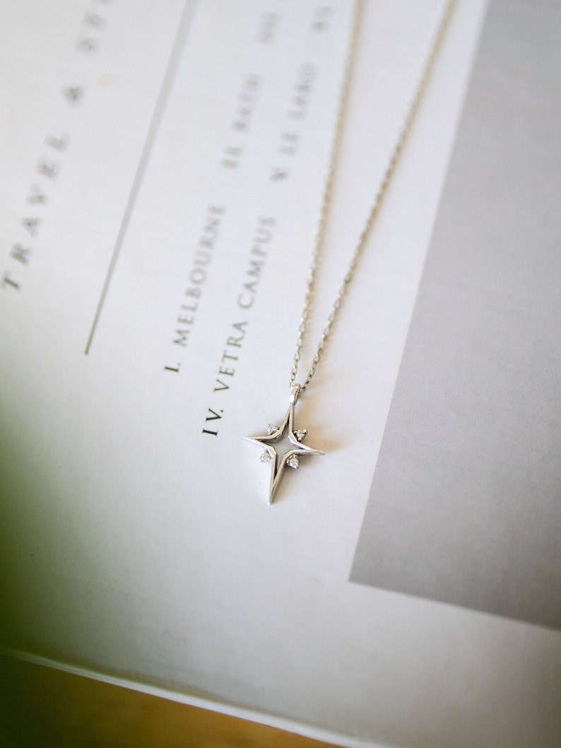 North Star Necklace North Star Pendant Celestial Jewelry 14K Gold Plated 925 Silver Star Necklace Gift for Her Silver
