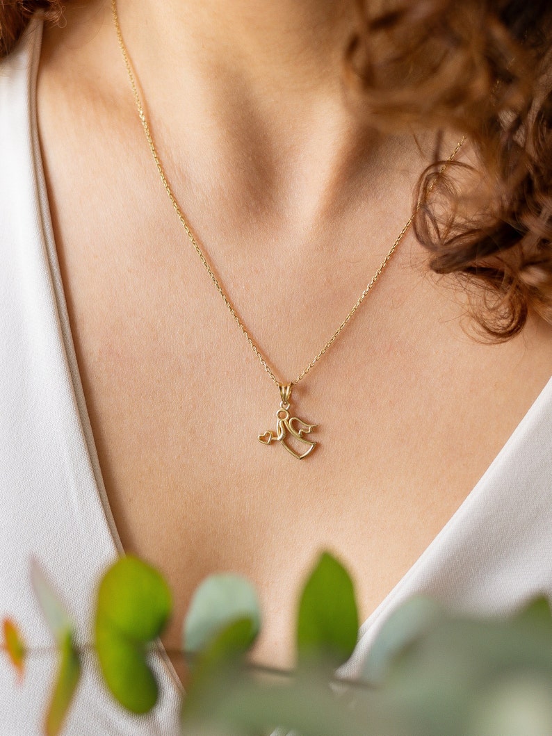 Angel Necklace 14K Gold Plated Angel Pendant Holistic Gifts Minimalist Jewelry 925 Silver Holistic Necklace Gift for Her zdjęcie 9