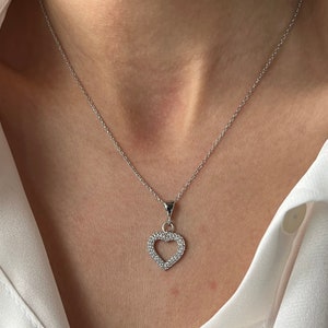 Heart Necklace Heart Pendant Love Pendant 14K Gold Plated 925 Silver Minimalist Jewelry Love Jewelry Gift for Her Silver