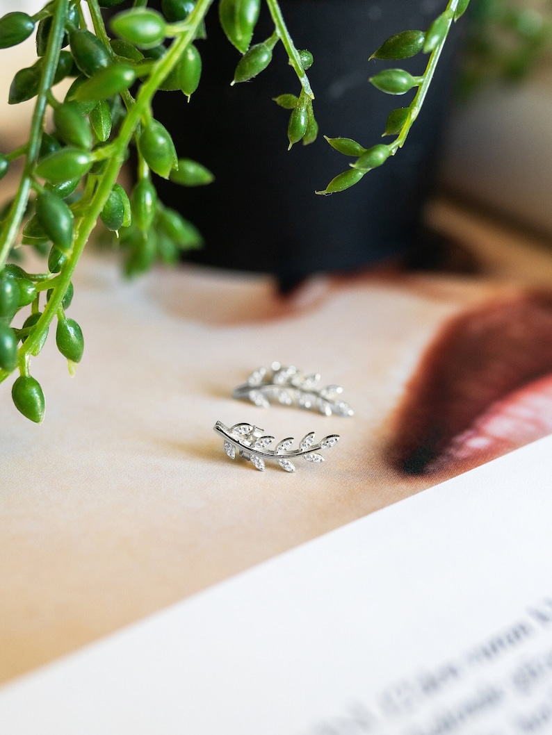 Olive Branch Earrings Branch Earrings Leaf Earrings Nature Jewelry Nature Earrings Handmade Earrings Gift for Her Silver