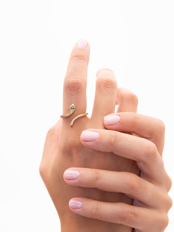 Sterling Silver Snake Ring: Adjustable Serpent Jewelry
