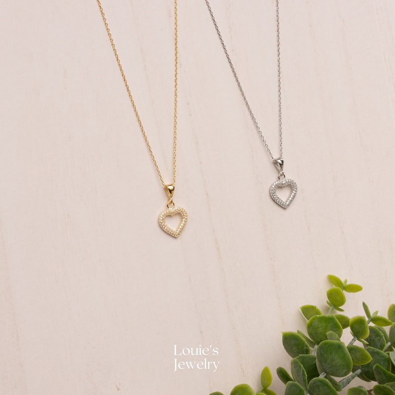 Heart Necklace Heart Pendant Love Pendant 14K Gold Plated 925 Silver Minimalist Jewelry Love Jewelry Gift for Her image 4