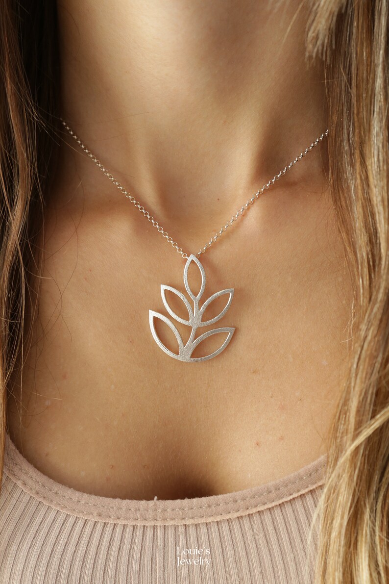 Leaf Necklace Leaf Pendant Branch Necklace Branch Pendant Handcrafted Necklace 925 Silver Leaf Jewelry Gift for Her image 3