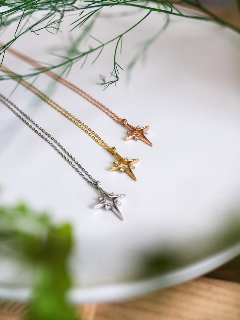 North Star Necklace North Star Pendant Celestial Jewelry 14K Gold Plated 925 Silver Star Necklace Gift for Her image 7