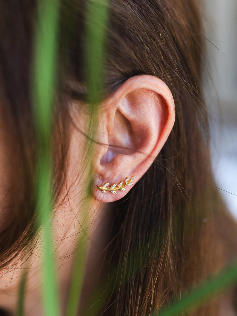 Olive Branch Earrings Branch Earrings Leaf Earrings Nature Jewelry Nature Earrings Handmade Earrings Gift for Her image 1