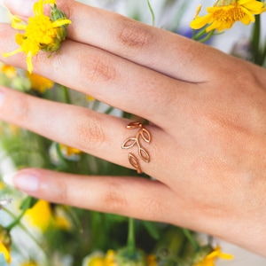 Olive Branch Ring 14K Gold Plated Nature Jewelry Minimalist Rings Daily Ring Nature's Jewelry Branch Ring Gift for Her image 3