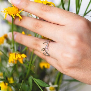 Olive Branch Ring 14K Gold Plated Nature Jewelry Minimalist Rings Daily Ring Nature's Jewelry Branch Ring Gift for Her image 2