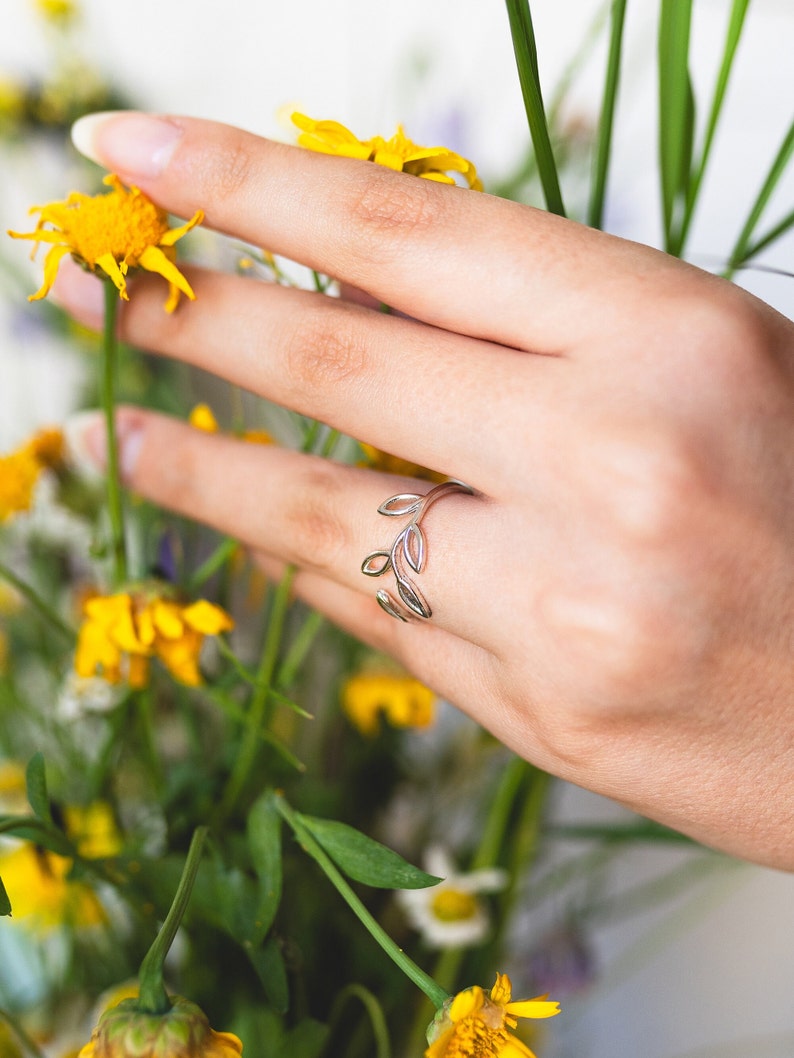 Olive Branch Ring 14K Gold Plated Nature Jewelry Minimalist Rings Daily Ring Nature's Jewelry Branch Ring Gift for Her image 2