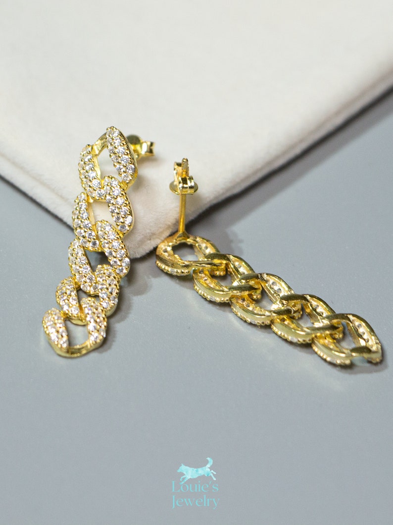 Cuban Chain Stud Earrings Trending Now Expecting Mom Gift - Etsy
