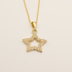 Star Necklace 14K Gold Plated Star Pendant 925 Silver Celestial Jewelry Celestial Necklaces Star Jewelry Gift for Her image 8