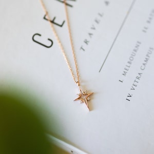 North Star Necklace North Star Pendant Celestial Jewelry 14K Gold Plated 925 Silver Star Necklace Gift for Her Rose gold