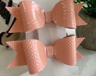 Pinces à cheveux en faux cuir. Ensemble d'arc de cheveux rose pêche. Arcs en queue de cochon. Idéal pour toutes les occasions.