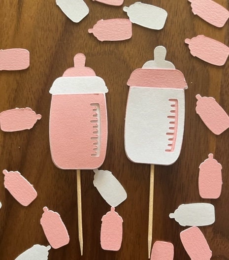 Baby Bottle Cupcake Topper-baby Bottle Confetti - Etsy