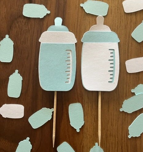 Baby Bottle Cupcake Topper-baby Bottle Confetti - Etsy