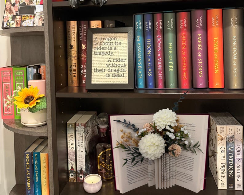 Open Book Floral Arrangement, Book Lover Gift, Faux Flower Book Bouquet ...