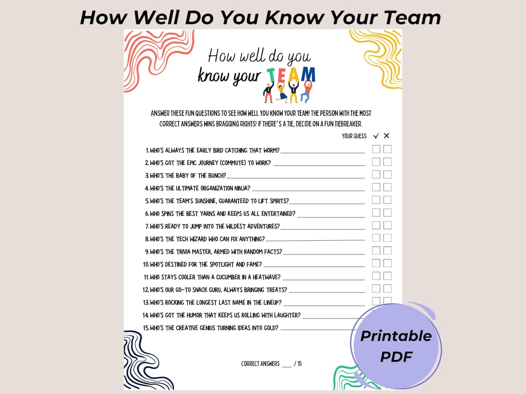 Team Building Games | How Well Do You Know Your Team | Coworker ...