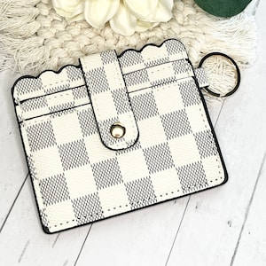 Llavero con tarjetero a cuadros / Cartera para mamá para bandolera, mochila, pañalera y llaves / Regalo para ella