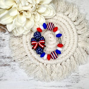 Patriotic Tumbler Accessory Cup Charm Red White and Blue Bow Gift for Her, 4th of July Stanley Cup Accessories, Bag Charm, Bow Gift for Mom