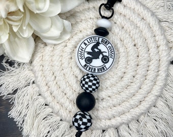 Dirt Bike Racing Backpack Charm: Silicone Beaded Zipper Pull