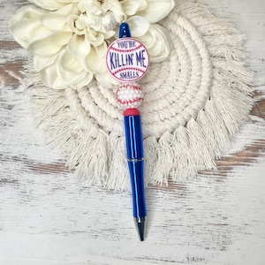 Baseball Beaded Pen Office Supply Beaded Pen Red White and Blue Character Pen Focal Bead Pen Office Pen Coworker Gift Nostalgic Baseball