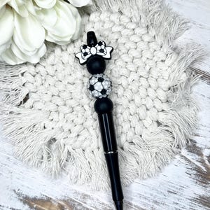 Soccer Beaded Pen Office Supply Beaded Pen Soccer Mom Rhinestone Character Pen Focal Bead Pen Office Pen Coworker Gift