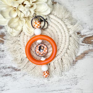 TN Vols Sleutelhanger Vrijwilligers Voetbal Sleutelhanger Cadeau Kralen Sleutelhanger Bling Karakter Sleutelhanger Siliconen Kralen Tas Bedel Cadeau voor vriend