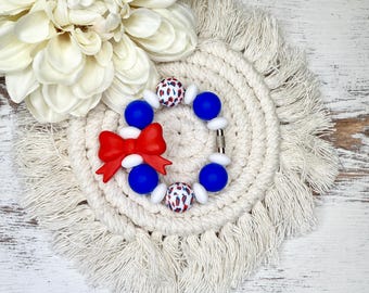 Patriotic Tumbler Accessory Cup Charm Red White and Blue, Gifts for Women, 4th of July Stanley Cup Accessories, Bag Charm, Gifts for Mom