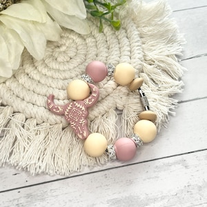 Pendentif taureau rose coupe Stanley pour mamans, cadeaux aztèques occidentaux pour femme, accessoires coupe Stanley, breloque pour sac et sac à main