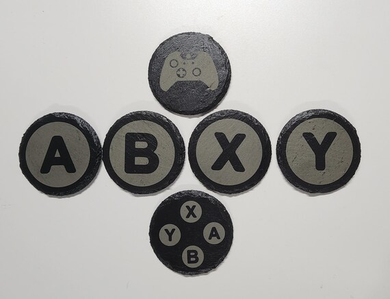 Handmade Natural Slate Coaster – XBOX Video Game Design, Square Black