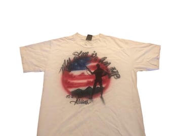 Camiseta militar vintage de los 90 con aerógrafo, talla S/L