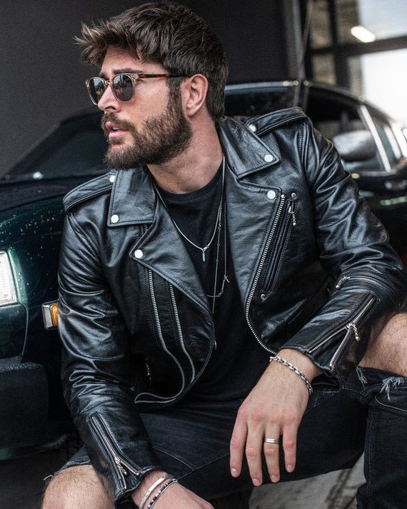 Shine Black Leather Biker Jacket | Leather Wear Clothing