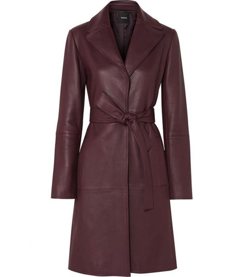 Women's Burgundy 100% Genuine Leather Trench Coat - Etsy